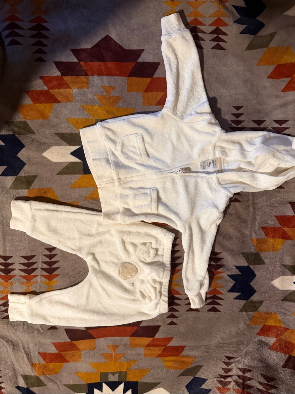Carter's White Hooded Fleece Matching Set